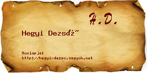 Hegyi Dezső névjegykártya